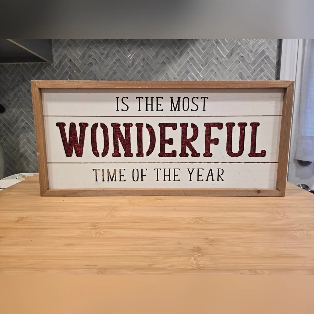 Wooden‎ Framed Holiday Sign - Like New